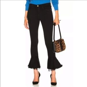 Frame Le Skinny de Jeanne Black Ankle Crop Fray Jeans Size 27 Skinny Bell Bottom